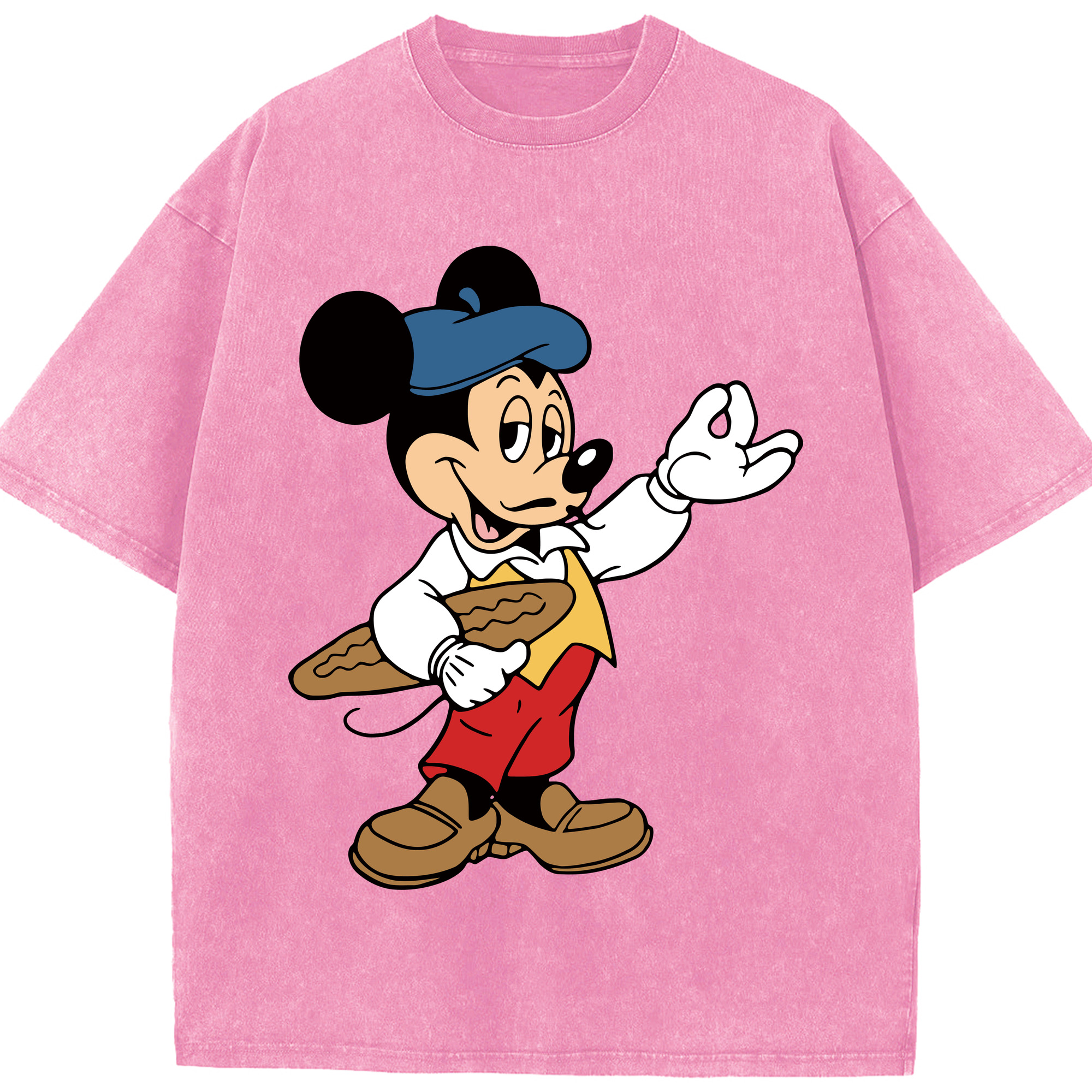 （画像用） ミッキーマウス Mickey Mouse 綿100% ヴィンテージ風 半袖Tシャツ（フロントプリント）